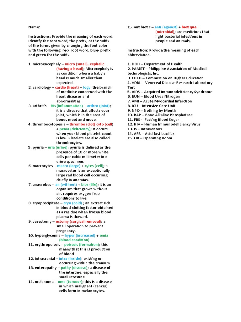 Medical Terminologies and Abbreviation PDF Hiv/Aids Immunodeficiency