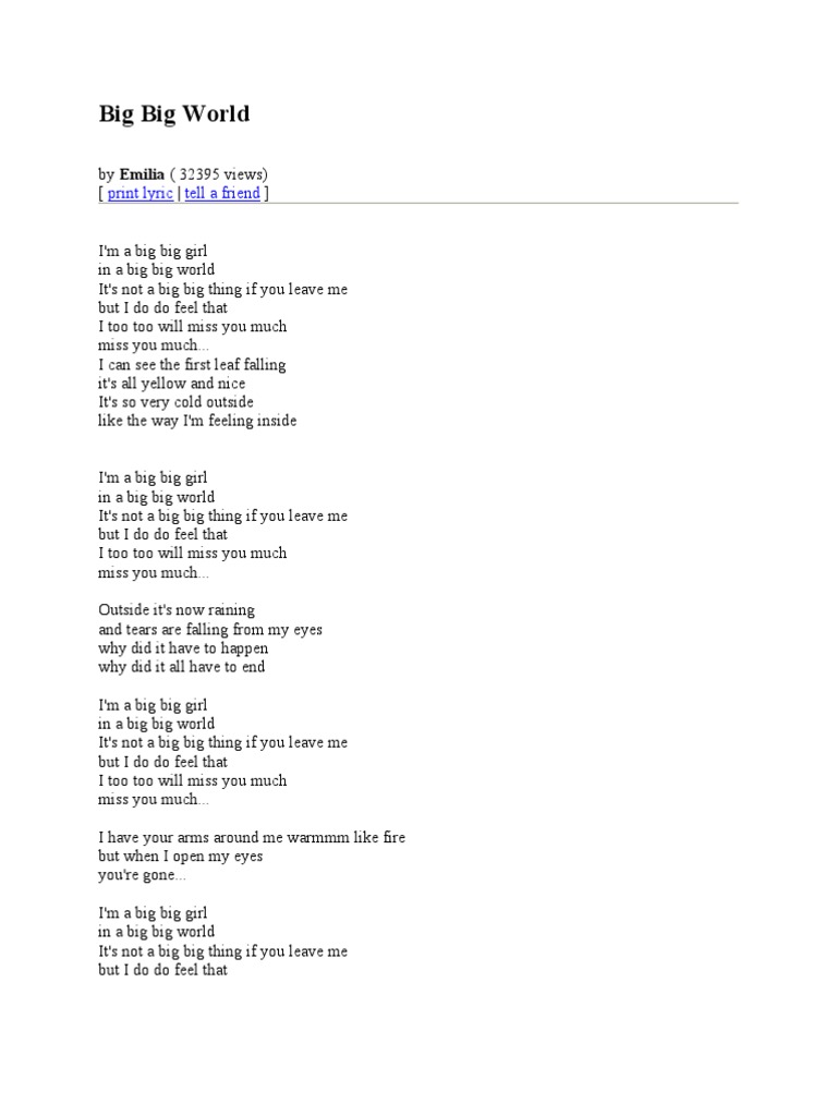 Copy Of Lirik Lagu Big Big World Leisure