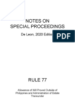Notes On Special Proceedings: de Leon, 2020 Edition