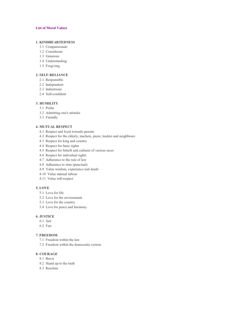 Core Values and Morals Overview | PDF