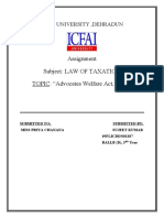Assignment Subject: Law of Taxation TOPIC: "Advocates Welfare Act, 2001"
