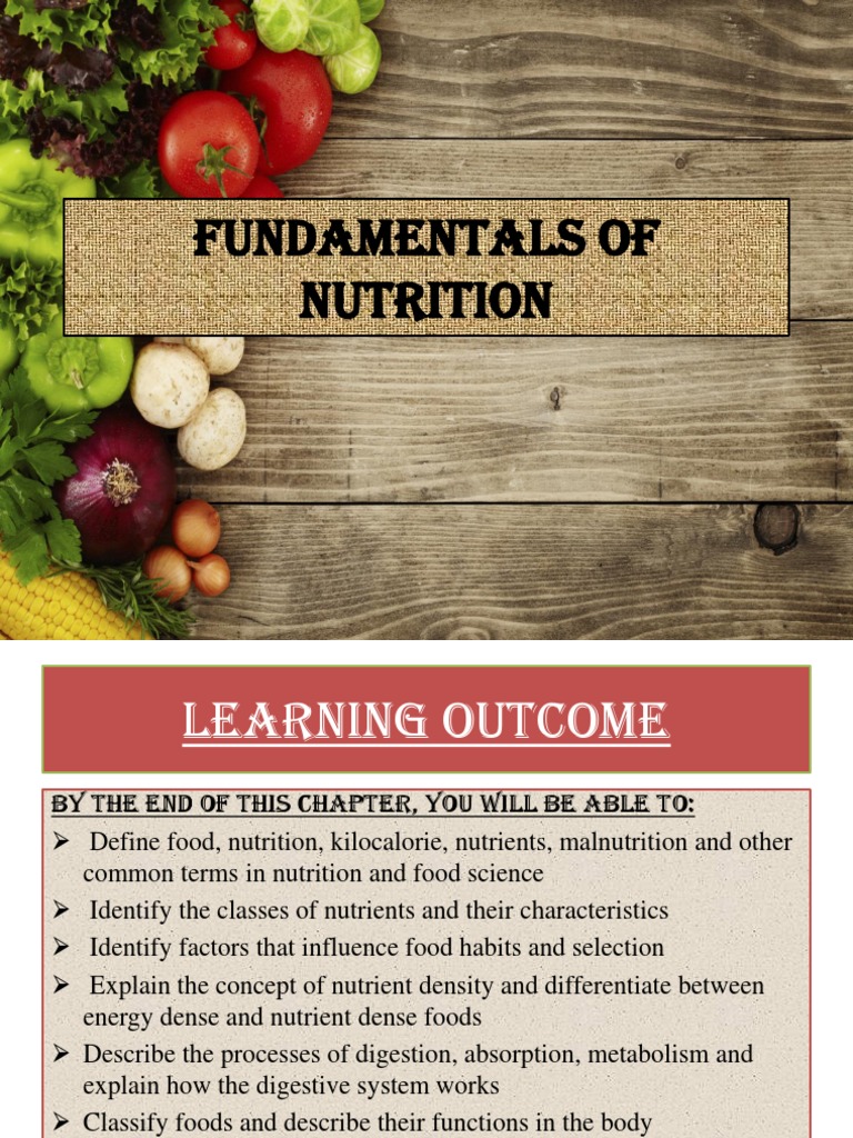 Fundamentals of Nutrition Overview | PDF | Nutrients | Foods