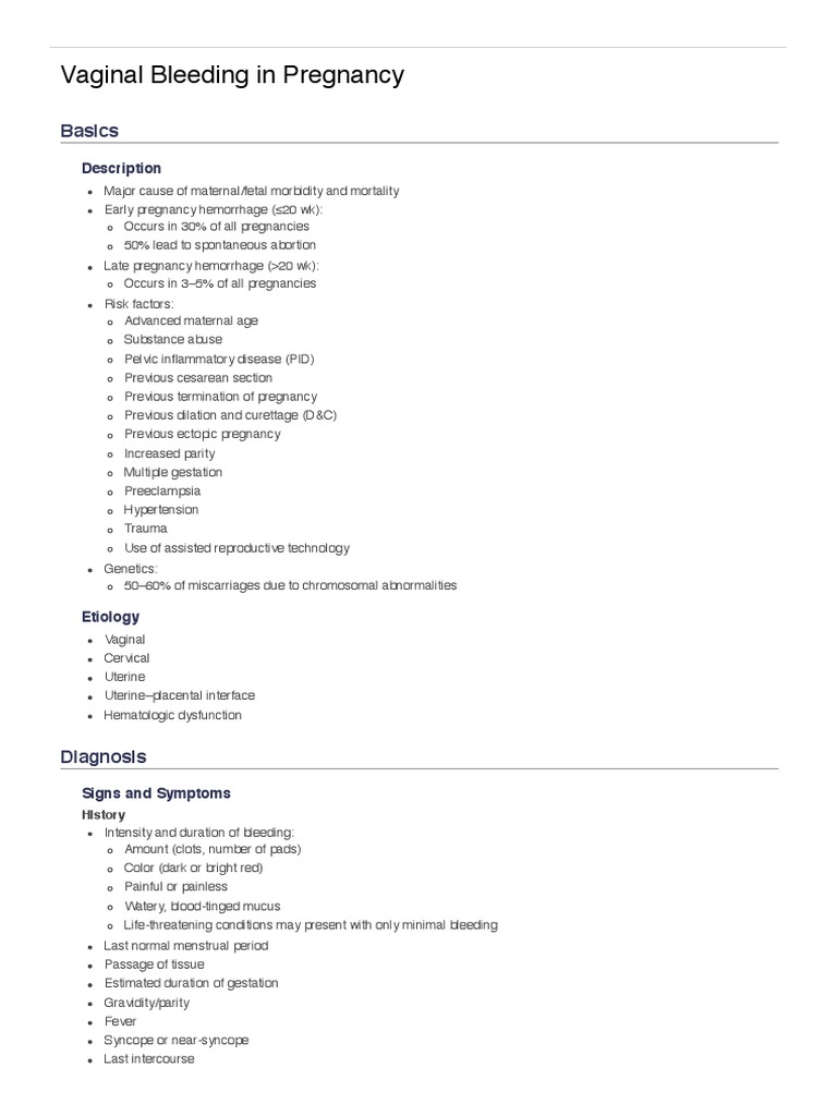 Vaginal Bleeding in Pregnancy - 5-Minute Emergency Consult | PDF ...