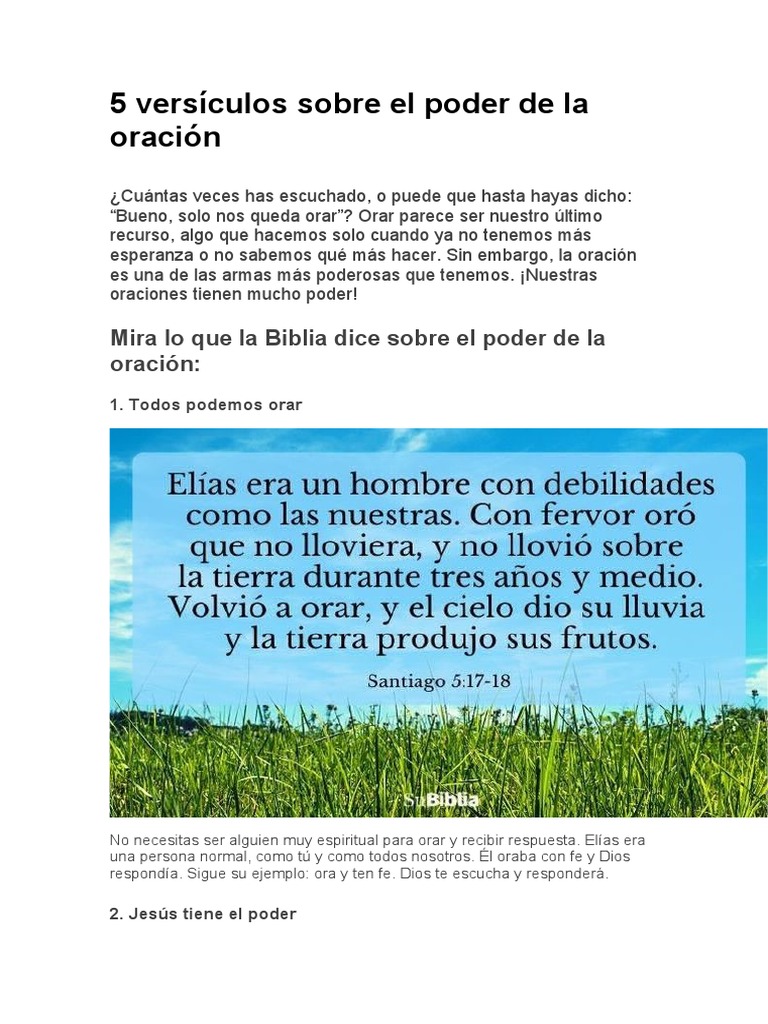 5 Versículos Sobre El Poder de La Oración | PDF