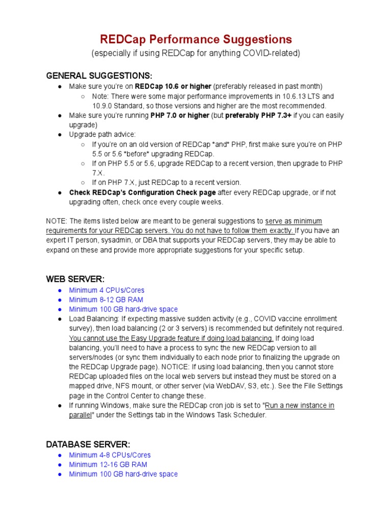 REDCap Performance Optimization Tips | PDF | Php | Load Balancing ...
