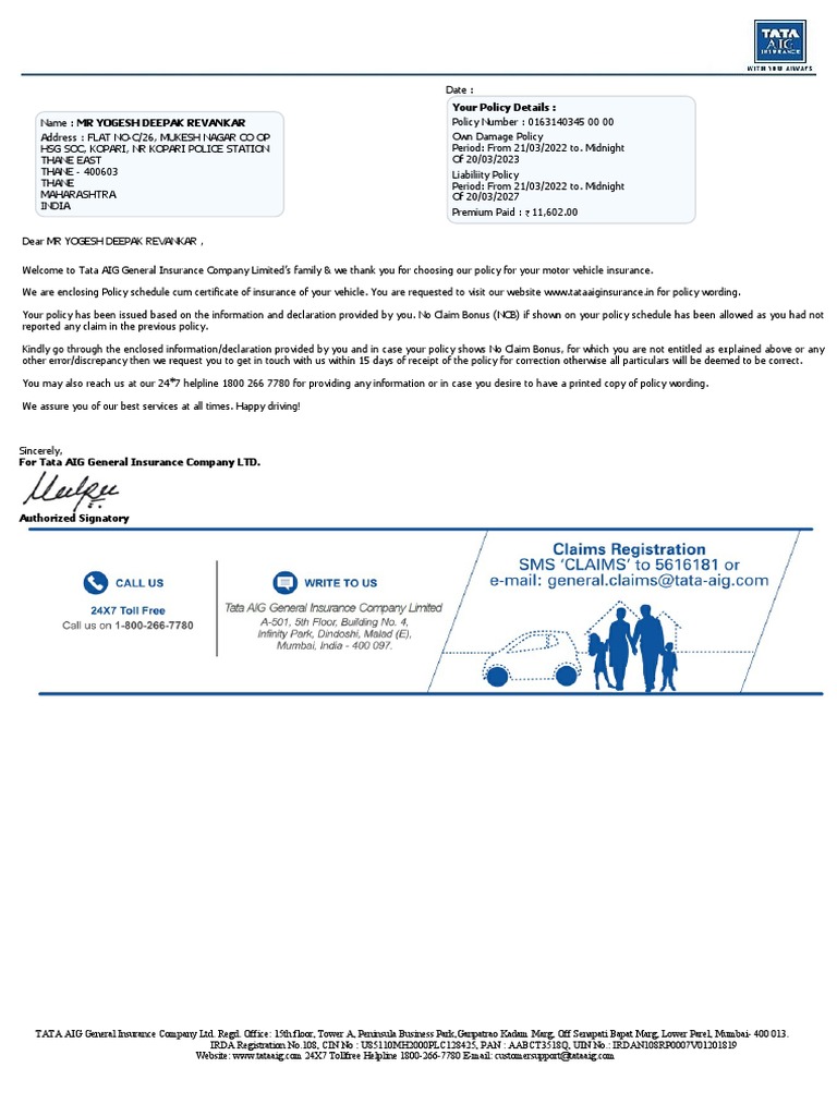 Your Policy Details | PDF | Insurance | Deductible