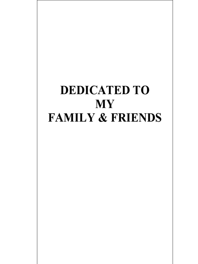 Family and Friends Dedication | PDF