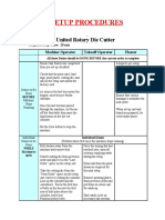 Setup Procedures: 122 United Rotary Die Cutter