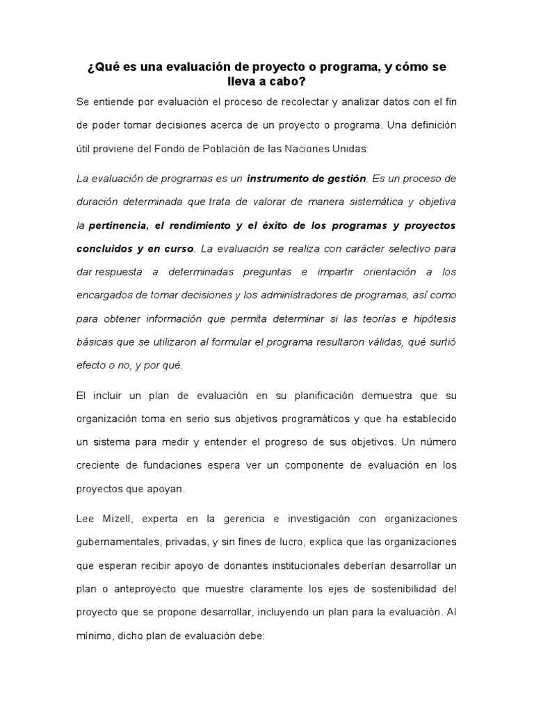 Guía de Evaluación de Proyectos Efectiva | PDF | Evaluación | Información