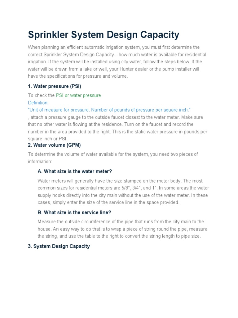 Sprinkler System Design Capacity PDF Fire Sprinkler System Pipe
