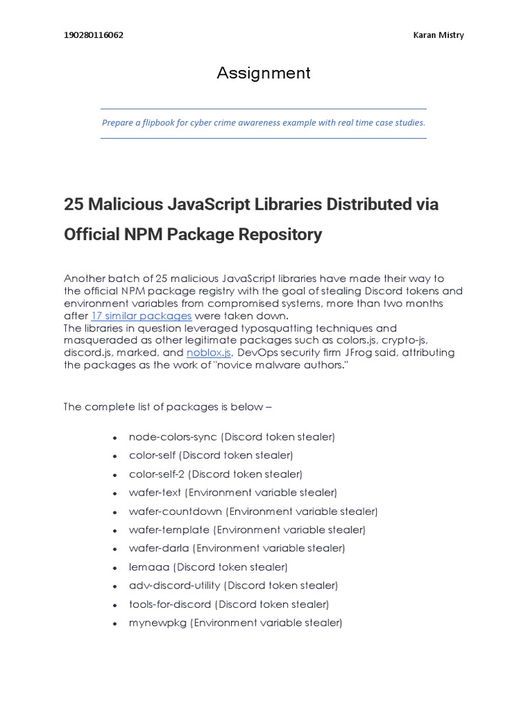 Cyber Crime: Malicious JavaScript Libraries | PDF | Malware | Internet ...