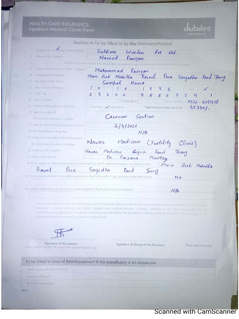 Maternity Claim Form PDF