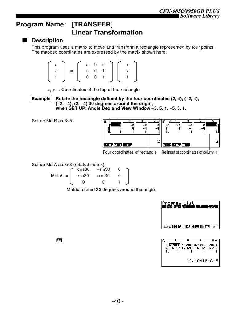 Program Name: (TRANSFER) Linear Transformation: Description | PDF ...