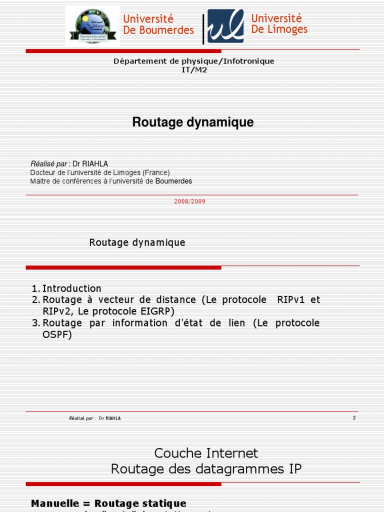 Protocoles de Routage Dynamique | PDF | Routage | Réseau informatique