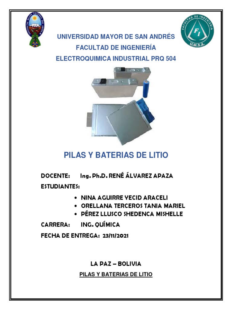 Baterías de Litio-GRUPO 16, PDF, Corriente eléctrica