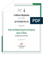 Certificate of Registration: Small and Medium Enterprises Development Agency of Nigeria
