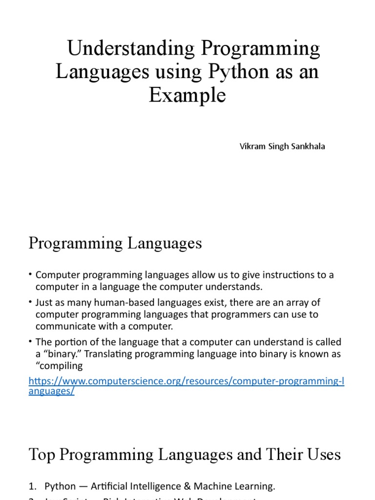 Understanding Programming Languages Using Python As An Example | PDF ...