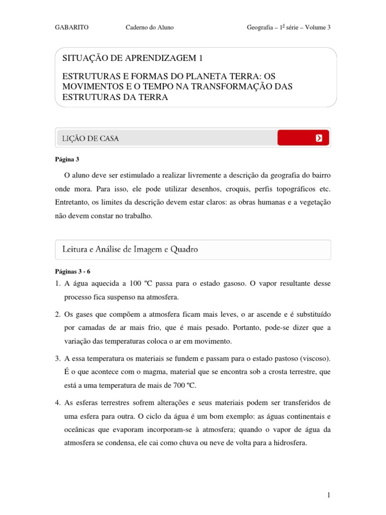 Caderno Do Aluno Geografia 3 Ano Volume 1