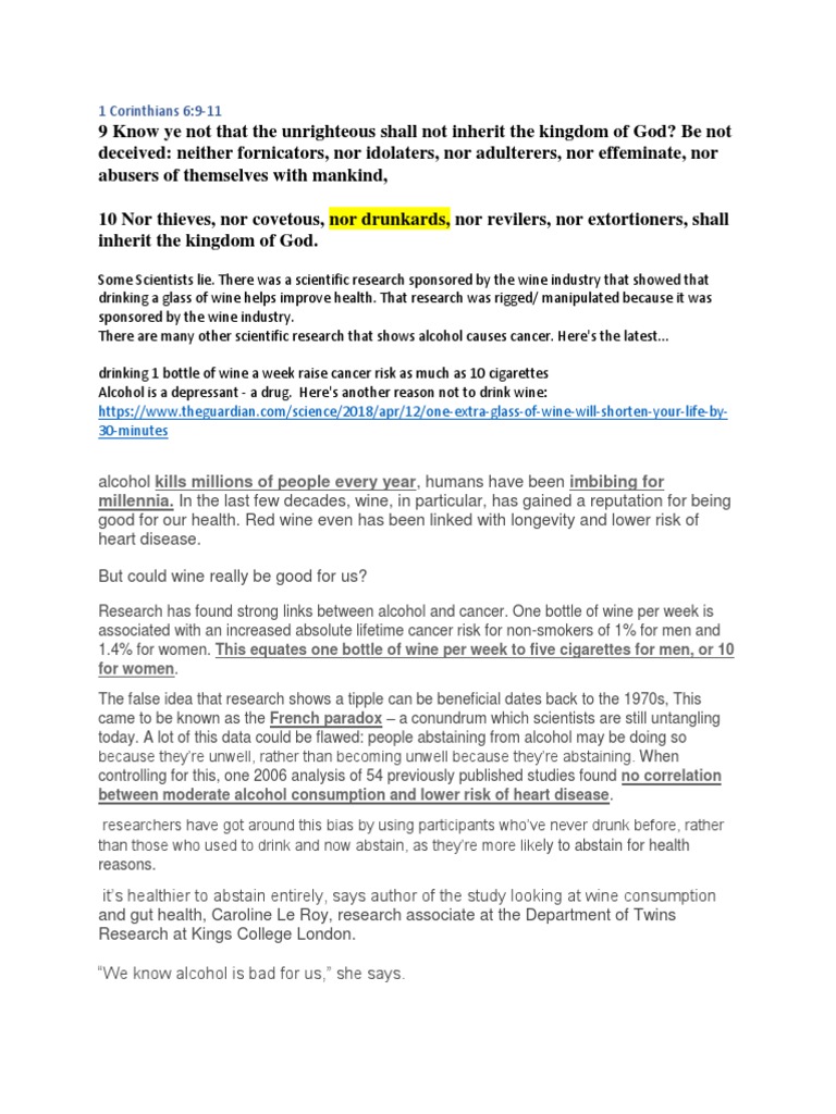 20 Reasons To Abstain From Alcohol PDF Alcohol Intoxication