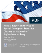 FY 2019 Report on Special Immigrant Visas for Afghan and Iraqi Allies