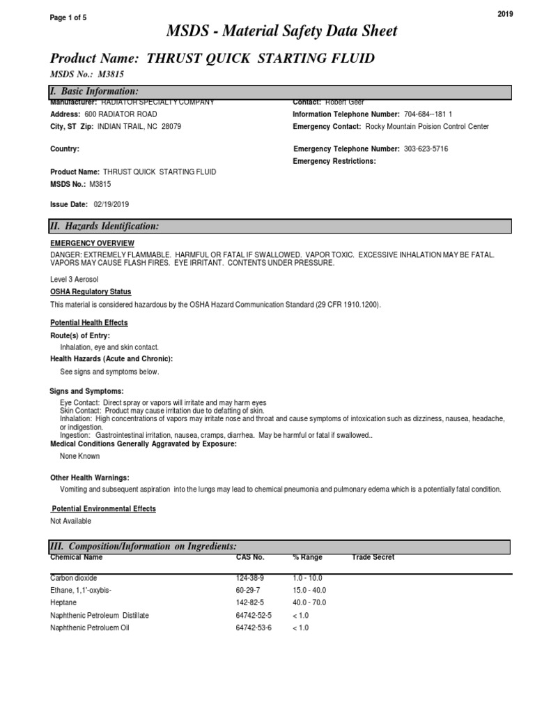 Eter Spray STARTING FLUID PDF Water Dangerous Goods