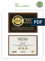 GSAS Design and Build Certification and Plaque