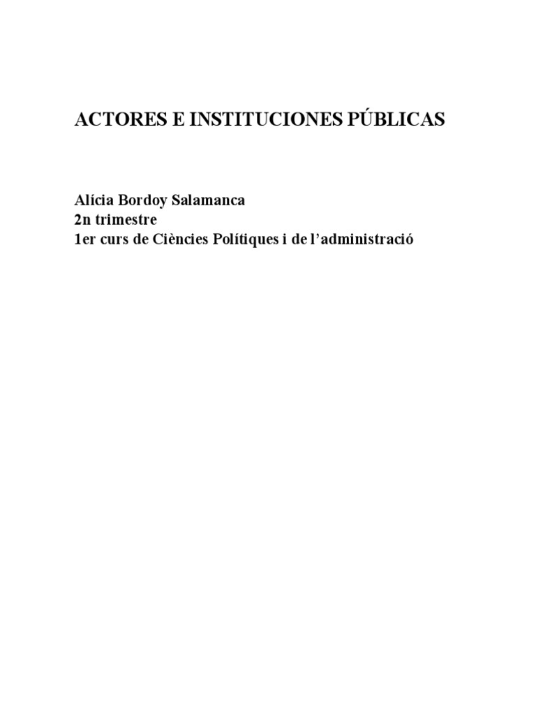 Actores e Instituciones Públicas PDF Democracia Ideologías políticas
