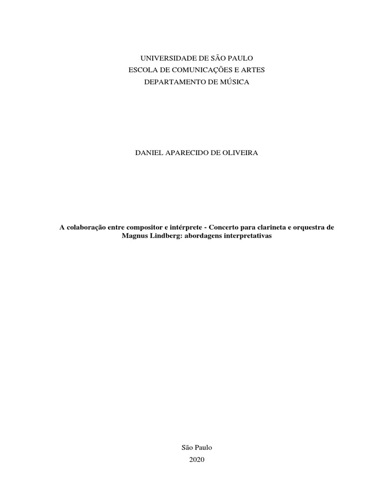 A Colaboração Entre Compositor e Intérprete Concerto para e