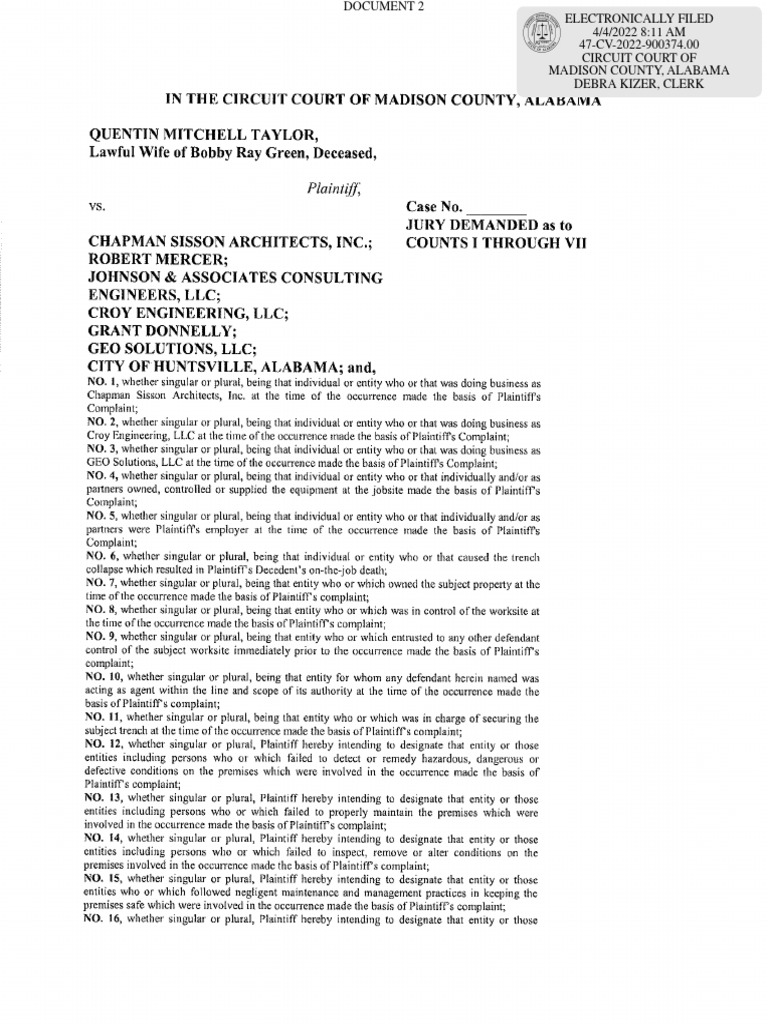 Quentin Taylor Lawsuit PDF Damages Negligence