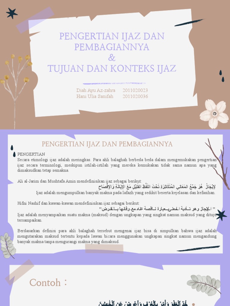 Pengertian dan Pembagian Ijaz | PDF | Seni & Disiplin Bahasa | Kajian ...