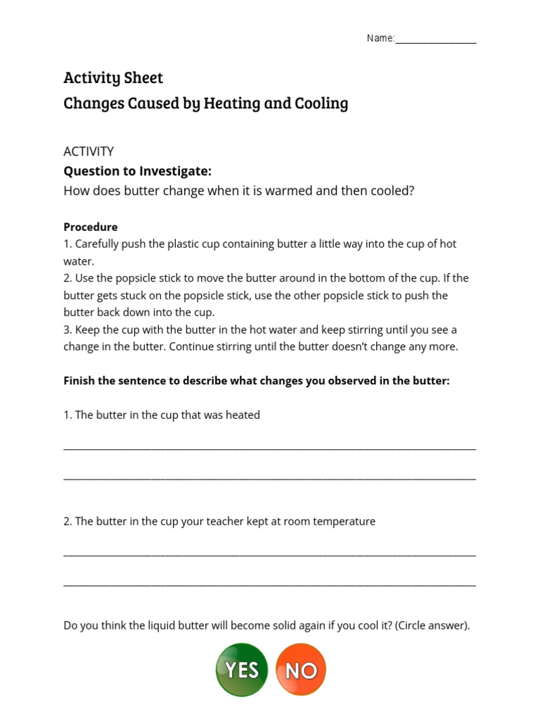 changes caused by heating and cooling lab sheet PDF
