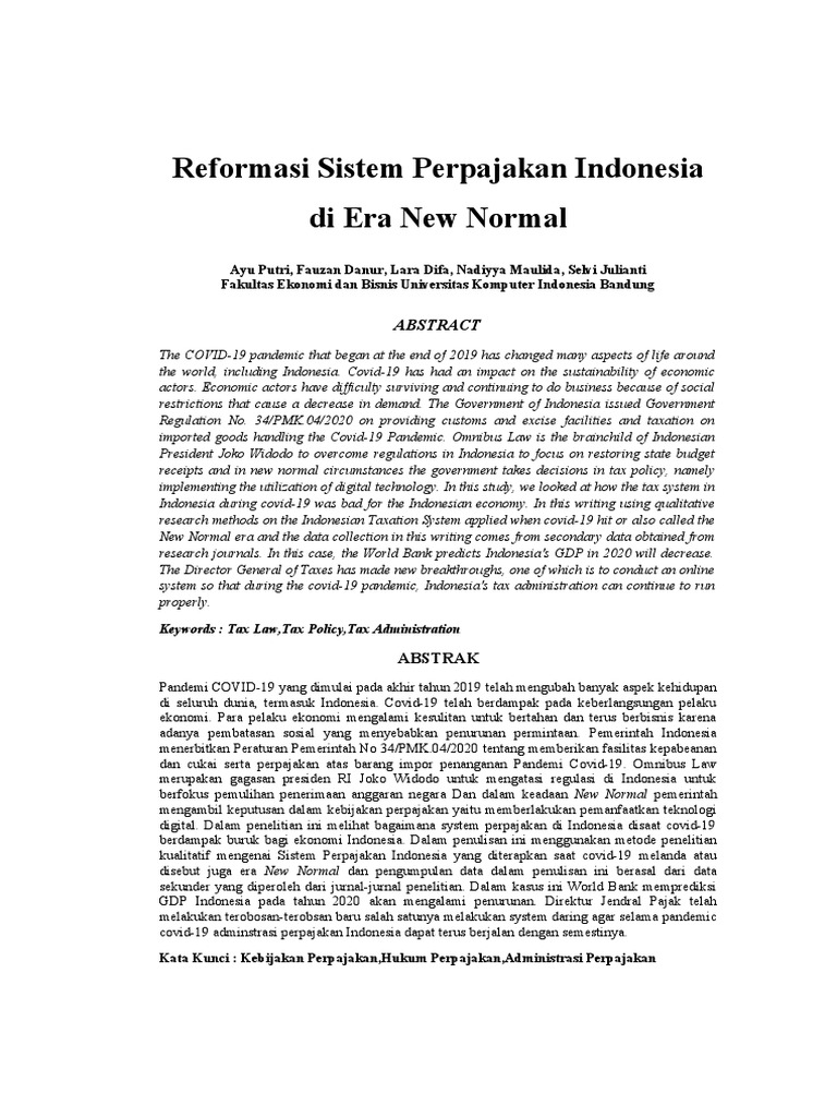 Artikel Sistem Perpajakan | PDF | Indonesia | Taxes