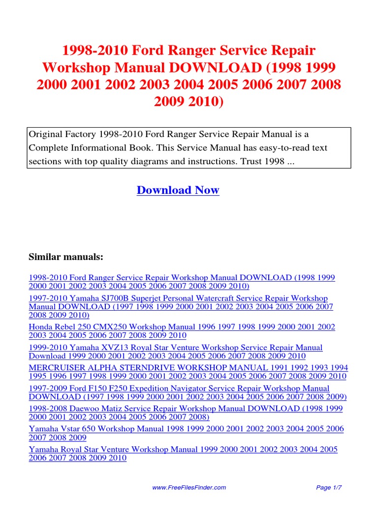 1998 FORD RANGER SERVICE MANUAL PDF FREE DOWNLOAD visual data 4