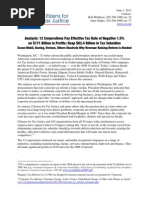 Download 12 Corporations Pay Effective Tax Rate of Negative 15 on 171 Billion in Profits by Citizens for Tax Justice SN56809745 doc pdf