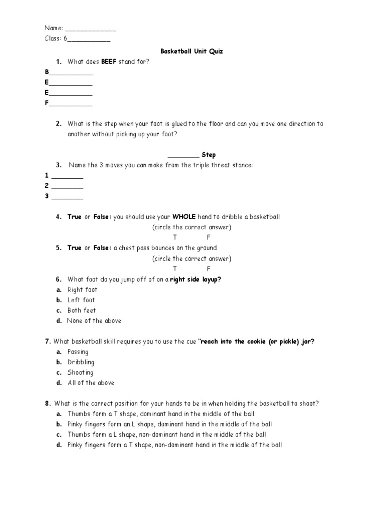 Basketball Quiz PDF