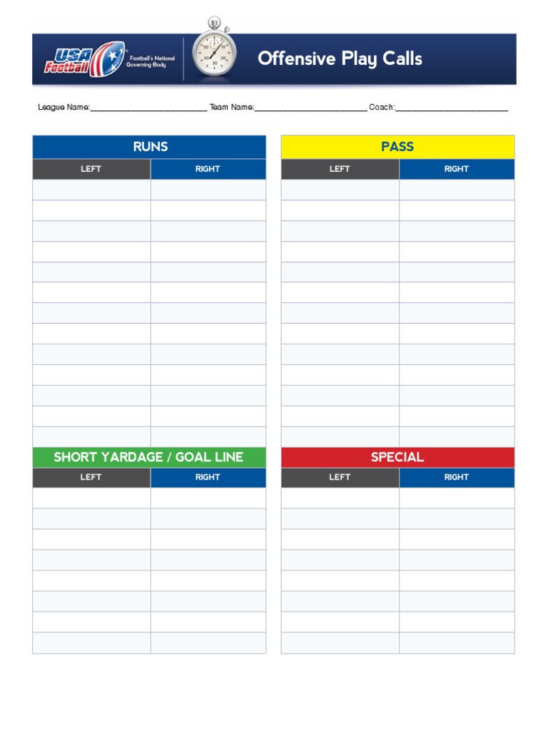 Offensive Play Calls for Football Teams | PDF