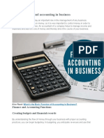 Role of Finance and Accounting in Business: 18th December 2019