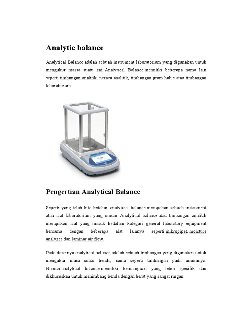 Analytic Balance PDF