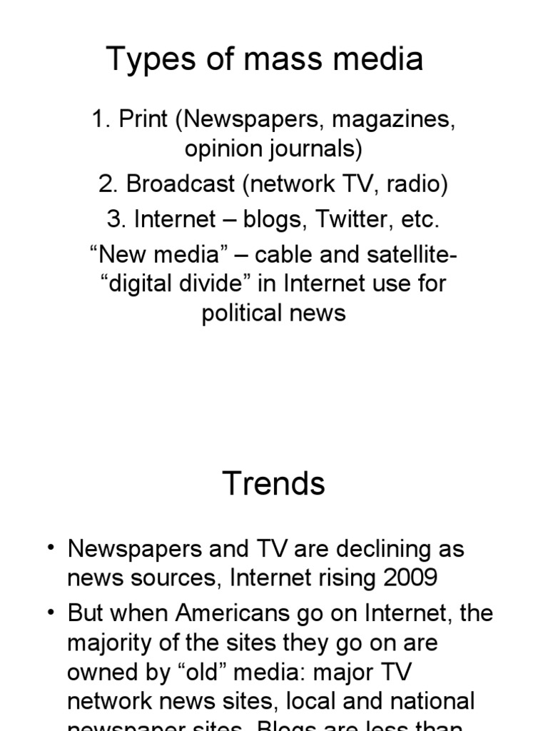 Types and Trends in Mass Media | PDF | Finance & Money Management ...