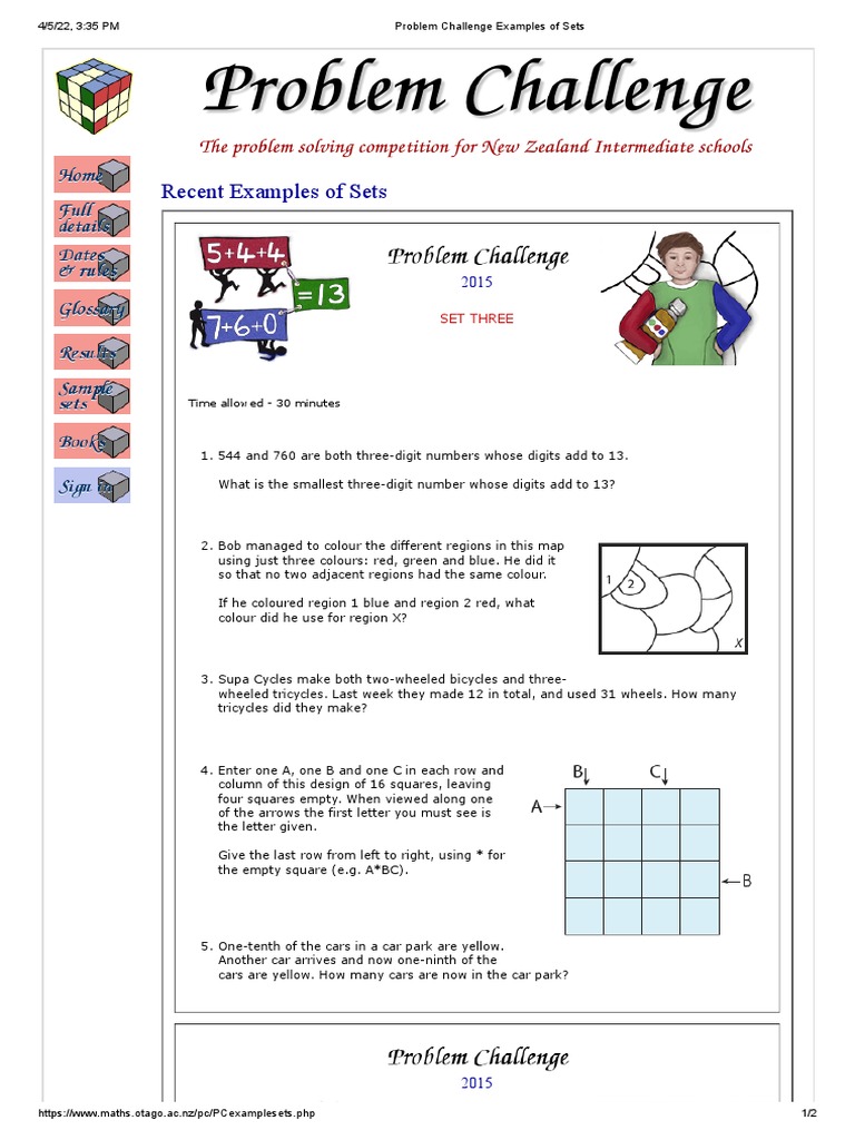 Otago Maths Problem Challenge Sets | PDF | Mathematics