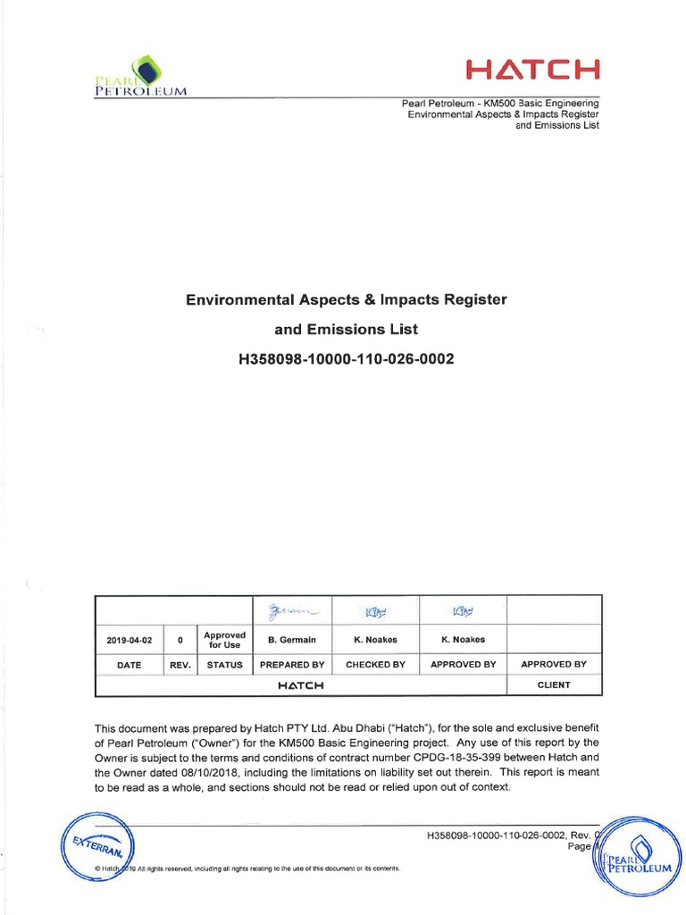 KM500 Environmental Impact Register | PDF | Waste | Waste Management