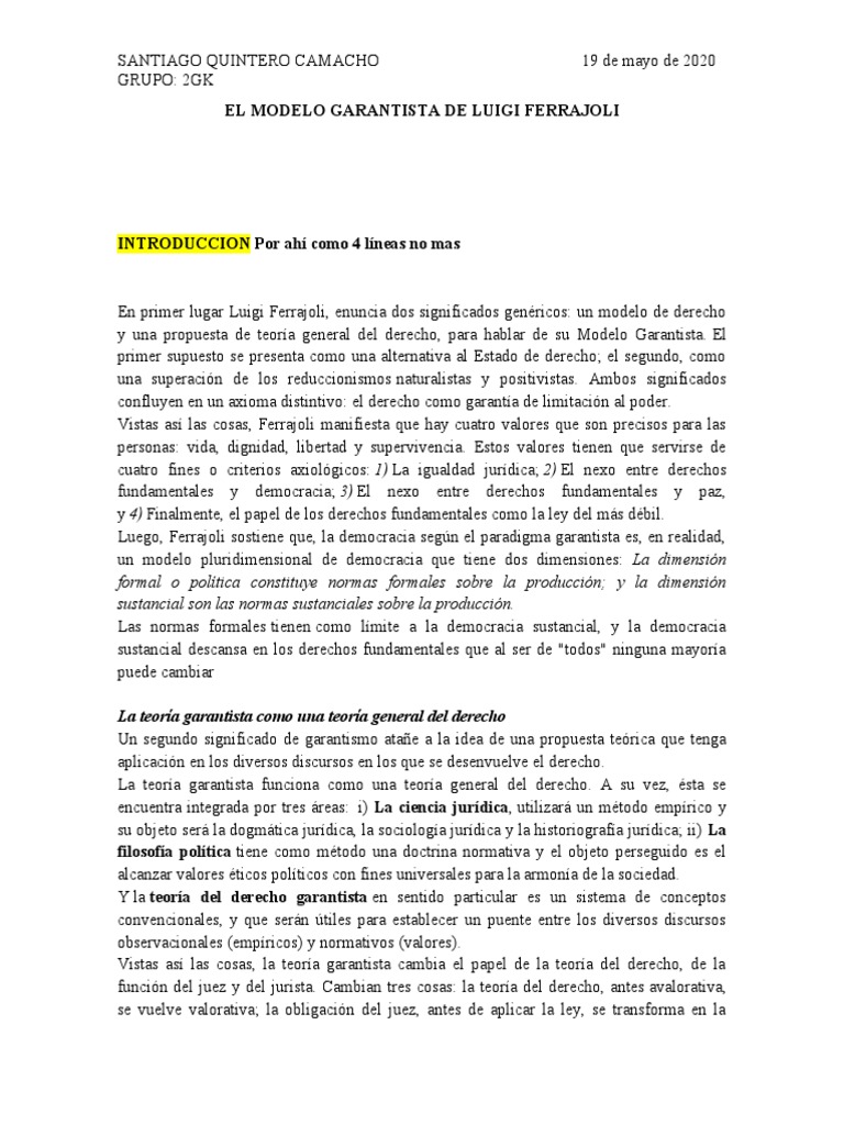 El Modelo Garantista de Luigi Ferrajoli Santi | PDF | Ideologías políticas  | Democracia