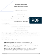 LOI #2014-042 Régissant La Remise en État, La Gestion, L'entretien, La Préservation Et La Police Des Réseaux Hydroagricoles.