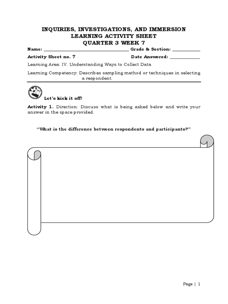 Sampling Techniques Learning Activity | PDF | Sampling (Statistics ...