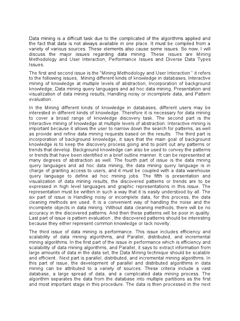 Major Issues in Data Mining | PDF | Data Mining | Data