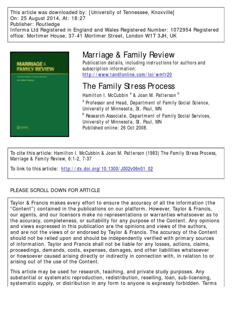 McCubbin, H. I., & Patterson, J. M. (1983) The Family Stress Process