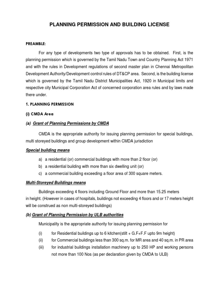 Planning Permission and Building License Preamble PDF Notary