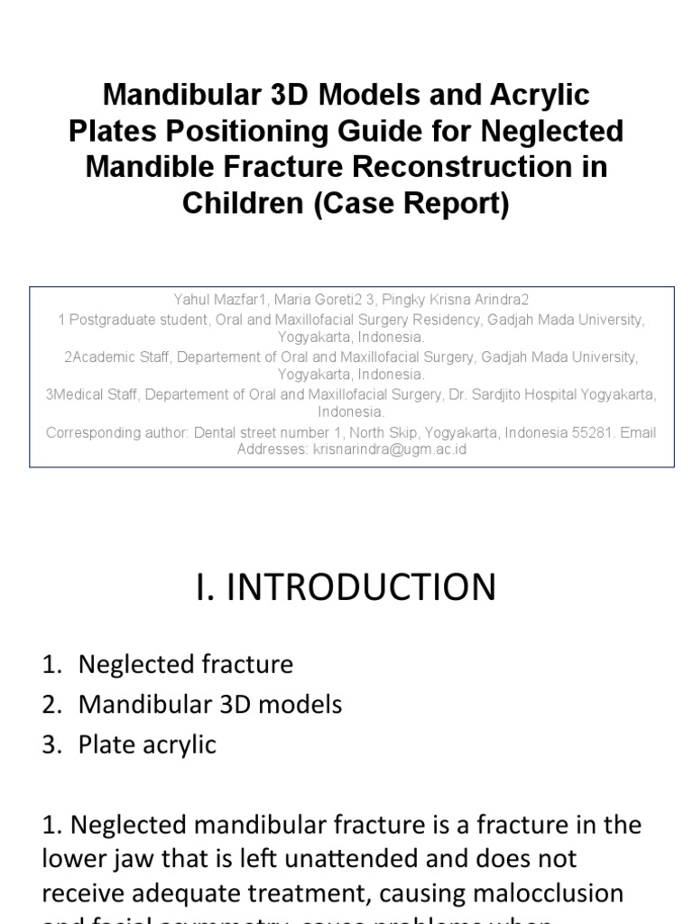 3D Models for Pediatric Mandible Repair | PDF | Oral And Maxillofacial ...
