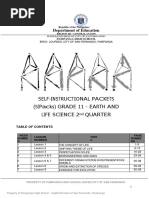 Self-Instructional Packets (Sipacks) Grade 11 - Earth and Life Science 2 Quarter