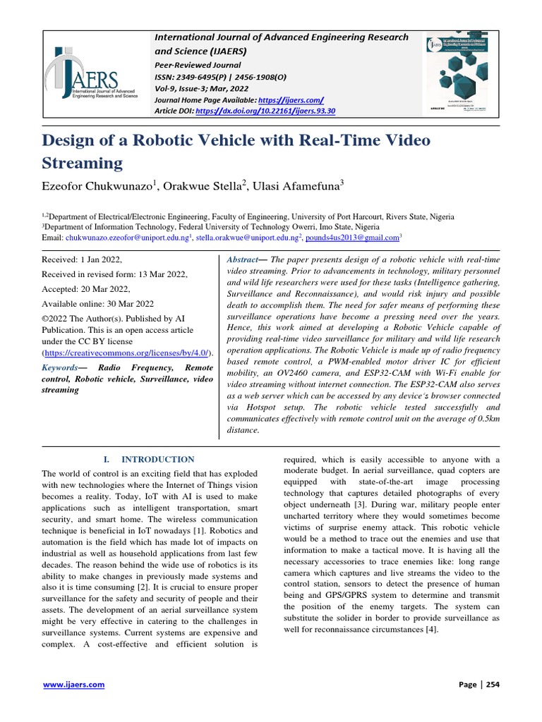 Design of A Robotic Vehicle With Real-Time Video Streaming Circuit Diagram